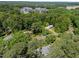 Scenic aerial view of a charming neighborhood, displaying serene residential bliss amidst lush trees and greenery at 4112 Huckleberry Dr, Raleigh, NC 27612