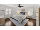 Inviting bedroom with a comfortable bed, ceiling fan and plantation shutters at 4112 Huckleberry Dr, Raleigh, NC 27612