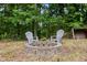 Inviting stone fire pit area with comfortable seating, perfect for relaxing evenings and outdoor gatherings at 5237 Christian Light Rd, Fuquay Varina, NC 27526