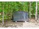 Metal storage shed nestled among mature trees, offering practical outdoor storage at 6082 Zachary Lane Ln # 1S, Oxford, NC 27565