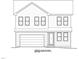 Front elevation architectural drawing of a two-story home with an attached garage and classic design at 633 Conover Rd, Durham, NC 27703