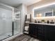 Modern main bathroom with double vanity, shower, and contemporary finishes at 80 Willow Green Dr, Clayton, NC 27527