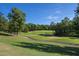 Picturesque view of the golf course with mature trees and rolling hills under a clear blue sky at 81502 Alexander, Chapel Hill, NC 27517