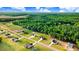 Panoramic aerial view of a Primary-planned community surrounded by lush green forest at 9314 Turkey Way, Middlesex, NC 27557