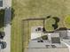 Aerial view of backyard showing a patio, well-maintained lawn, and privacy fence at 100 Stratford Lakes Dr # 361, Durham, NC 27713