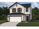 Charming two-story home featuring a two-car garage, black trim and window accents, and a cozy, covered entry way at 11147 Salers Loop, Middlesex, NC 27557