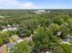 A wide aerial view showcasing a neighborhood with mature trees and houses, highlighting the area's greenery at 1208 W Murray Ave, Durham, NC 27704