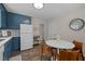Well-lit kitchen with blue cabinets, white countertops, and modern appliances, creating a stylish and practical space at 1208 W Murray Ave, Durham, NC 27704