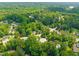 Aerial view of neighborhood surrounded by dense, mature trees and landscaping at 1220 Sherbrooke Ct, Raleigh, NC 27612