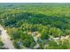 Aerial view of home in a verdant neighborhood with mature trees and landscaping at 1220 Sherbrooke Ct, Raleigh, NC 27612