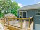 Entertain guests on this elevated wooden deck, featuring stylish metal furniture and slider access to the home at 1220 Sherbrooke Ct, Raleigh, NC 27612