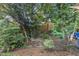 A lush backyard has plenty of trees and bushes at 1344 Baez St, Raleigh, NC 27608