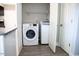 Practical laundry area equipped with modern appliances and storage, blending efficiency with a functional design at 141 Jones Franklin Rd # E, Raleigh, NC 27606