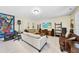 Large finished basement with multiple sofas, entertainment center and studio equipment at 1612 Rainesview Ln, Apex, NC 27502