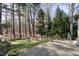 Backyard with mature trees and lush landscaping and stone patio at 20007 Bragg, Chapel Hill, NC 27517