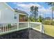 Covered back deck with a view of the home's landscaped backyard and neighborhood at 208 Dry Canyon Dr, Wendell, NC 27591
