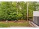 Backyard with metal fence, grass and trees in the background at 2242 Sweet Annie Way, Wake Forest, NC 27587