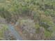 Serene aerial shot of a wooded property featuring a long driveway leading to a charming home in a natural setting at 3418 Carriage Trl, Hillsborough, NC 27278