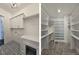 Dual image shows walk-in closet with custom shelves and laundry room with patterned flooring at 35 Big Bear Dr, Pittsboro, NC 27312