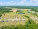Aerial view displaying the property's location in a peaceful, semi-rural neighborhood with nearby ponds at 357 Sherrill Farm Dr, Benson, NC 27504