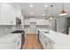 Modern kitchen features stainless steel appliances, white cabinetry and a large kitchen island at 40 W Victoria Ridge Dr # 18, Selma, NC 27576