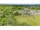 Aerial view of neighborhood homes with well maintained lawns surrounded by tall green trees at 45 Leighann S Ct, Timberlake, NC 27583