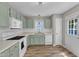 Bright and airy kitchen featuring green cabinets, white appliances, and plenty of natural light at 4533 Whistling Way, Raleigh, NC 27616