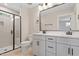 Modern bathroom features a glass-enclosed shower, double vanity, and sleek fixtures at 509 Sherron Rd # 11, Durham, NC 27703