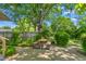 Inviting backyard with a concrete patio, picnic table, and landscaping at 701 Veterans Dr, Elon, NC 27244