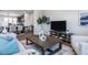 Open concept floor plan showing the living room, dining room and kitchen with modern decorations at 806 Hillfarm Dr, Wake Forest, NC 27587