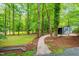 Picturesque backyard with a shed and a lush green trees providing a tranquil outdoor setting at 823 Churchill Dr, Chapel Hill, NC 27517