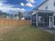 A spacious backyard featuring a wood fence and a screened patio offering privacy and relaxation at 104 Elmsford St, Durham, NC 27703