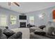 Cozy living room with a fireplace, neutral colors, and plush seating at 1301 Torrey Pines Ct, Mebane, NC 27302