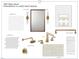 First floor powder bath design with gold vanity sconces, hexagon floor tiles, and white shower wall tiles at 1807 Ridley St, Raleigh, NC 27608