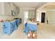 Bright kitchen area with gray cabinets, an island, stainless steel faucet, and an open floor plan at 188 Buckaroo Dr, Louisburg, NC 27549
