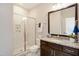 Bathroom with granite countertops, sleek vanity, and modern shower for a luxurious feel at 2601 Brookstone Ridge, Raleigh, NC 27613