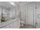 Bathroom featuring granite vanity, white cabinets, and tiled floors at 535 W Holding Ave, Wake Forest, NC 27587