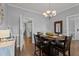 Formal dining area with hardwood floors, a chandelier, and a round table set for dining at 535 W Holding Ave, Wake Forest, NC 27587