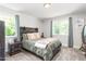 Cozy bedroom featuring a reclaimed wood headboard, plush bedding, and lots of natural light at 827 Loop Rd Rd, Burlington, NC 27217