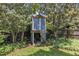 Backyard featuring a shed for storage and green foliage at 2006 Keokuk Ct, Apex, NC 27523