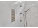 Close up of modern shower with chrome fixtures at 2006 Keokuk Ct, Apex, NC 27523