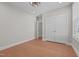 Bedroom with hardwood floors, a ceiling fan, and white trim at 2096 Dowell Ct, Burlington, NC 27215