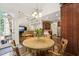 Bright dining area with wood table and chairs, open to the kitchen and living room for easy entertaining at 2709 Penfold Ln, Wake Forest, NC 27587