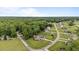 Aerial view of home nestled in a community surrounded by lush trees at 422 River Ridge Ln, Timberlake, NC 27583