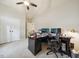 Home office featuring neutral carpet, white walls, closet and ceiling fan at 50 Peggy Ct, Raleigh, NC 27603