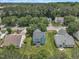 An aerial view reveals a well-maintained home on a verdant lawn at 522 Crossview Ln, Durham, NC 27703