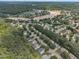 Neighborhood aerial view shows mature trees, green lawns, and lake access at 522 Crossview Ln, Durham, NC 27703