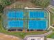 Aerial view of community tennis and basketball courts, providing excellent recreational options at 522 Crossview Ln, Durham, NC 27703