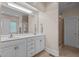 Bathroom with double sink vanity and walk-in shower at 5916 Two Pines Trl, Wake Forest, NC 27587