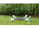 Backyard stone firepit with Adirondack chairs offers a cozy outdoor gathering space at 5916 Two Pines Trl, Wake Forest, NC 27587